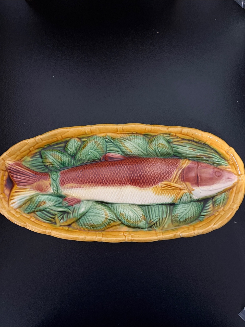 💛VINTAGE 1950’s 💛 Italian Majolica ceramic fish basket hanging